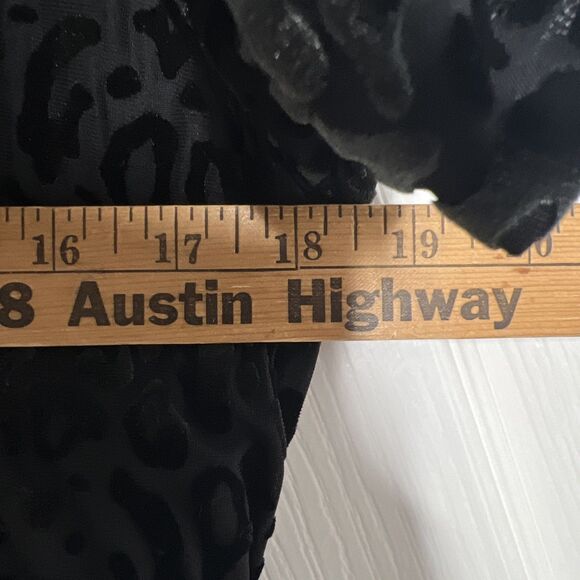 Lane Bryant Velvet Burnout Black Leopard Print Midi Dress Size 14/16 Puff Sleeve - Picture 7 of 12